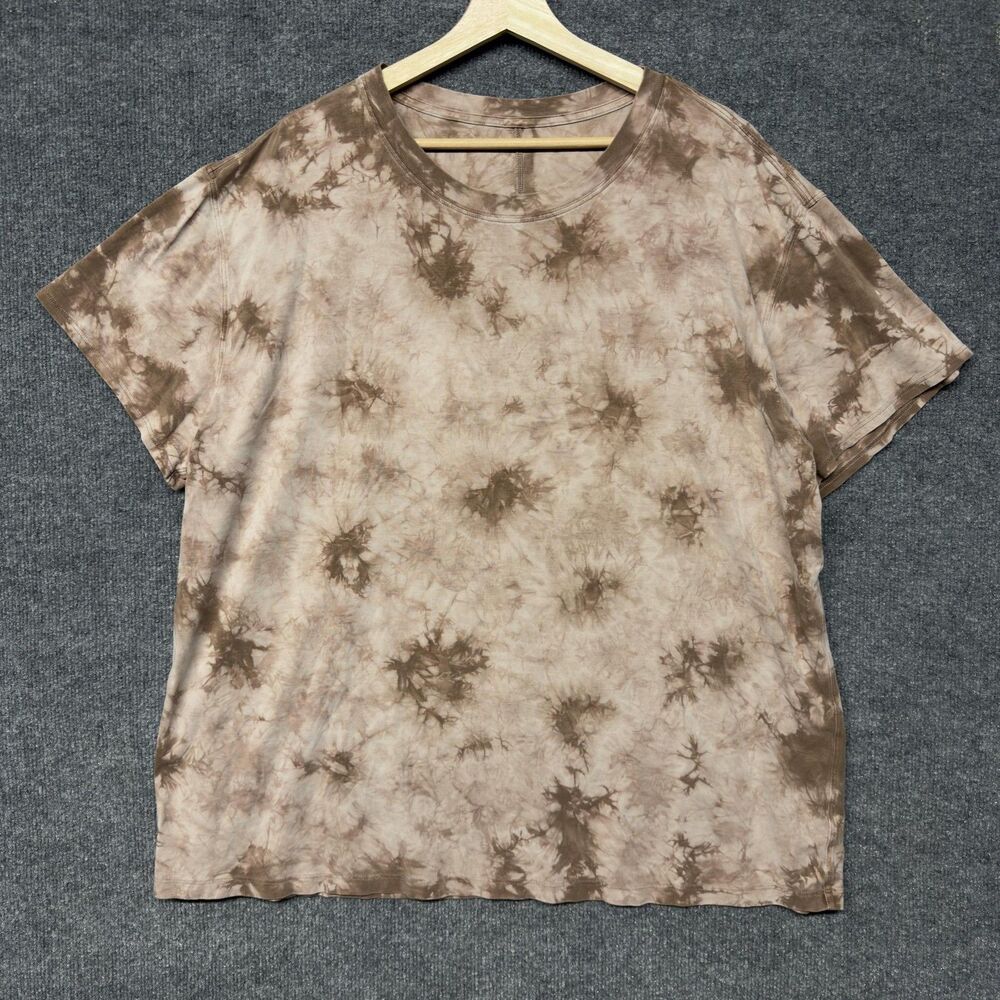 Lululemon Tie Dye T Shirt Womens 2XL Brown Relaxed Oversized Yoga Gym Casual